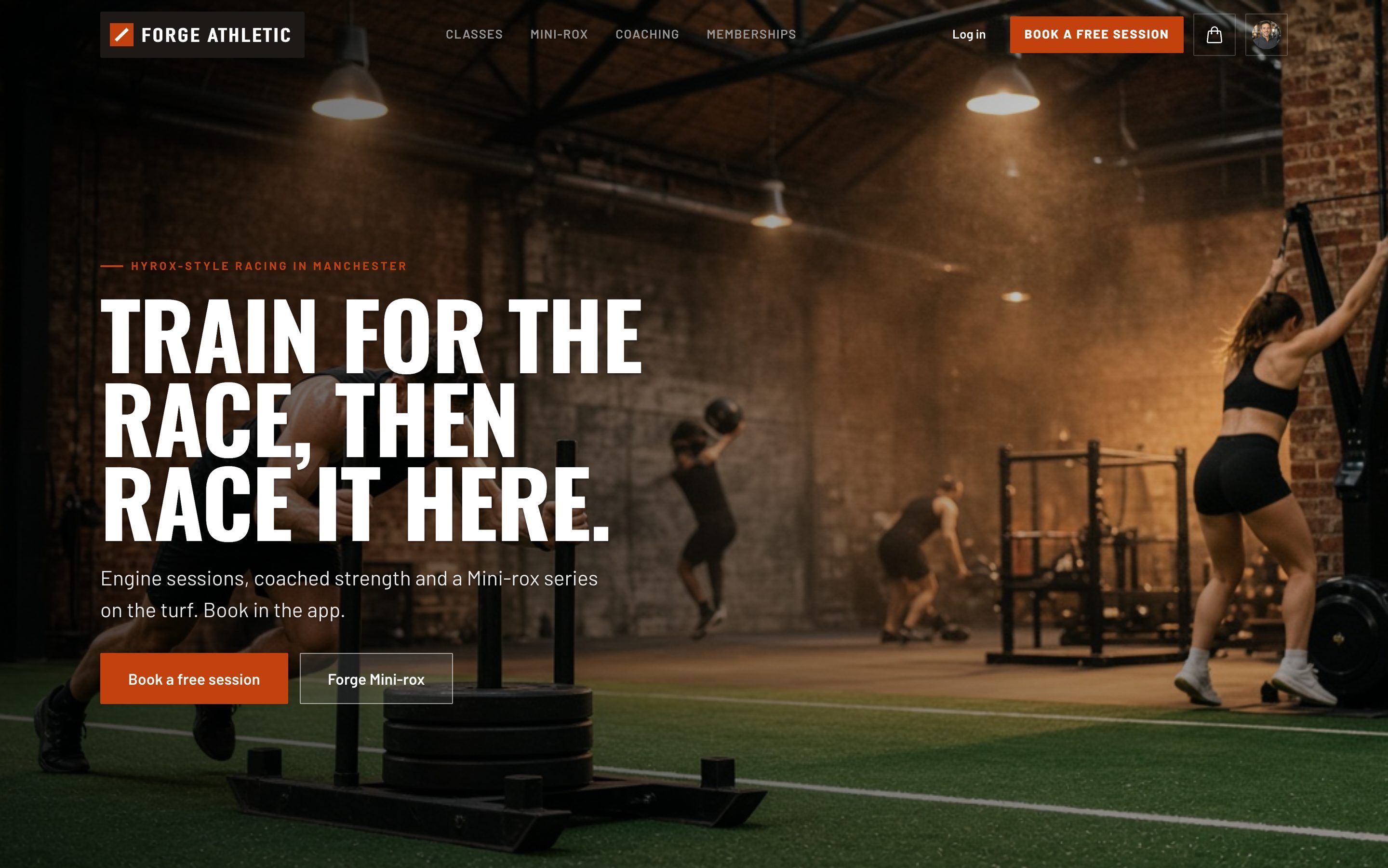 Example website for Forge Athletic, a hyrox gym, running on LeisureDeck