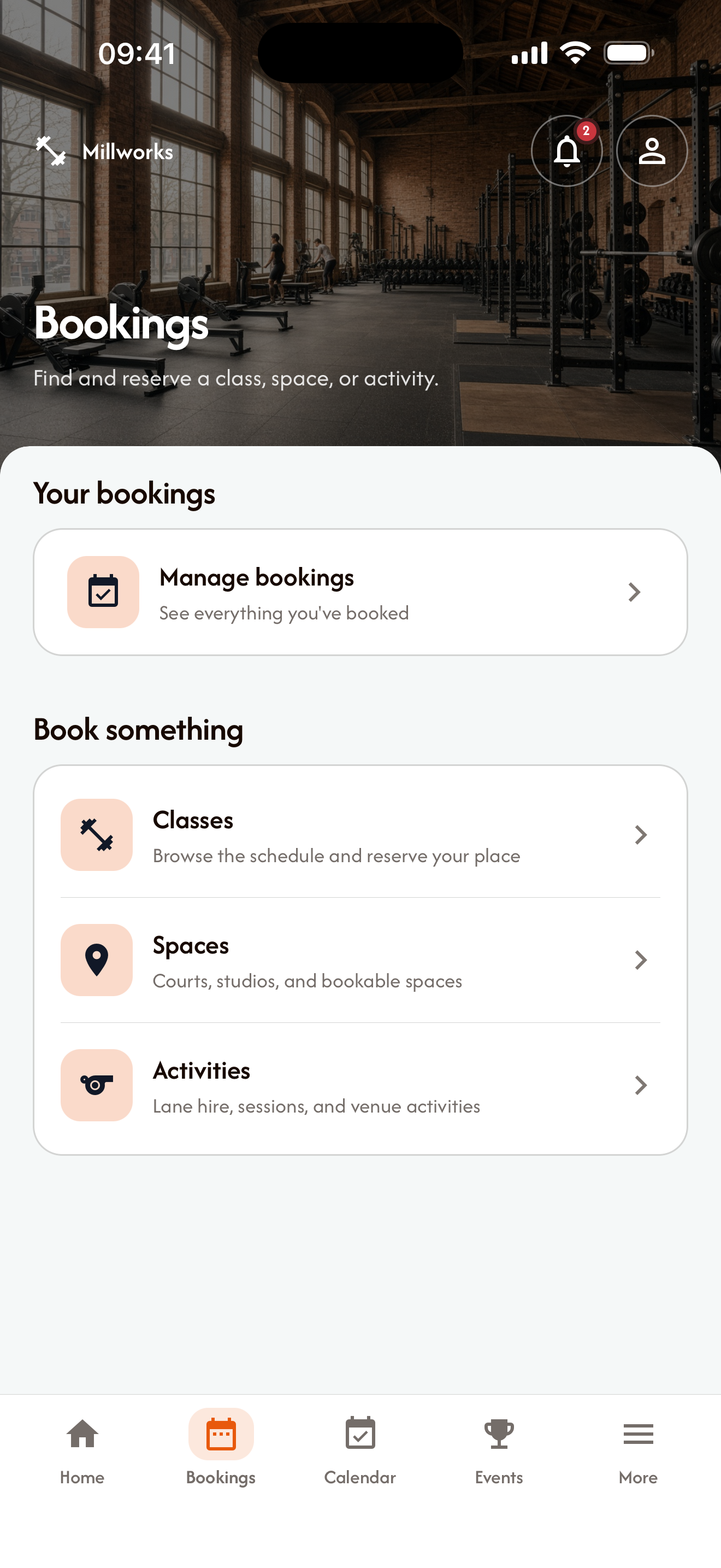Member app: Classes, spaces and activities in one place.