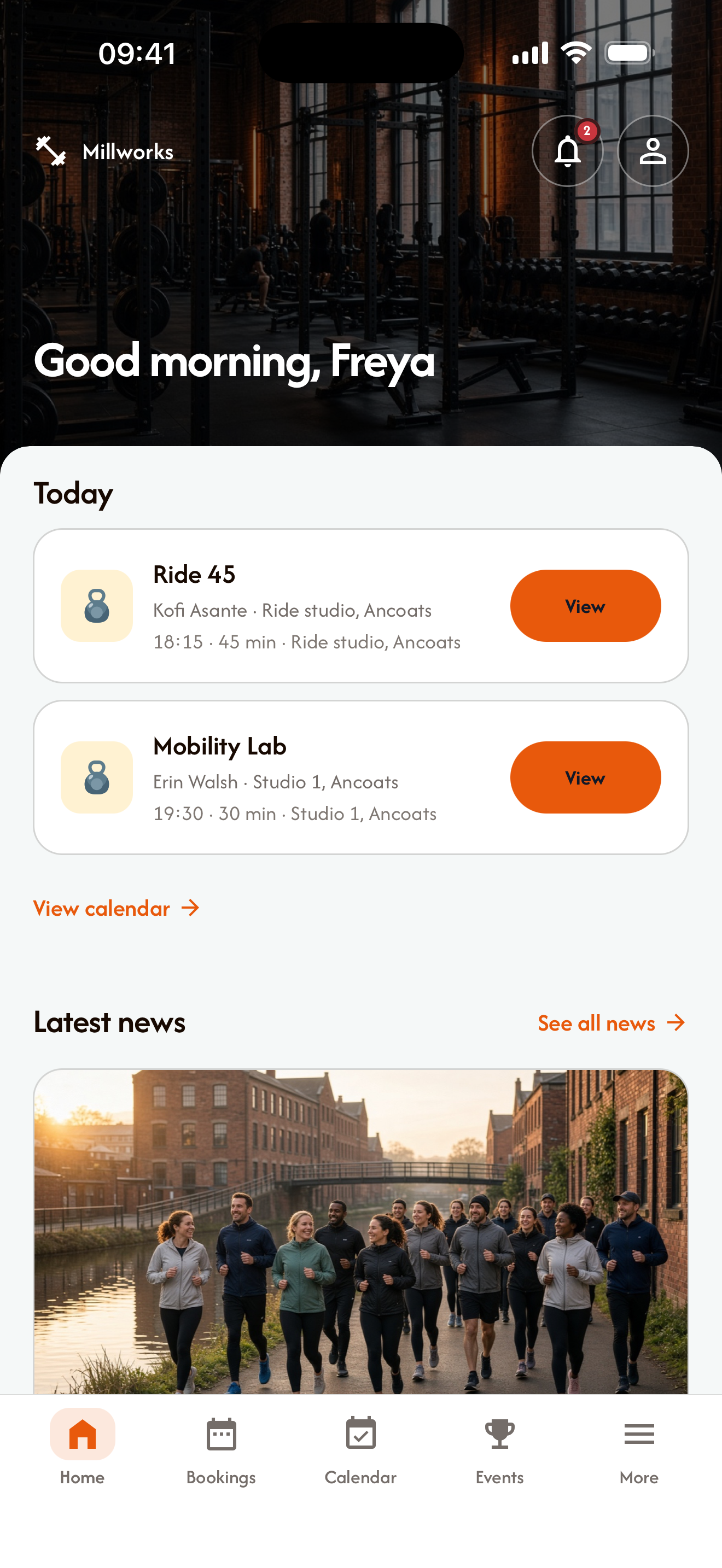 The Millworks member app: next class, timetable and membership