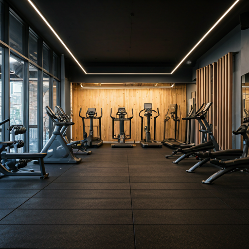 Modern high-end gym facility interior with professional equipment