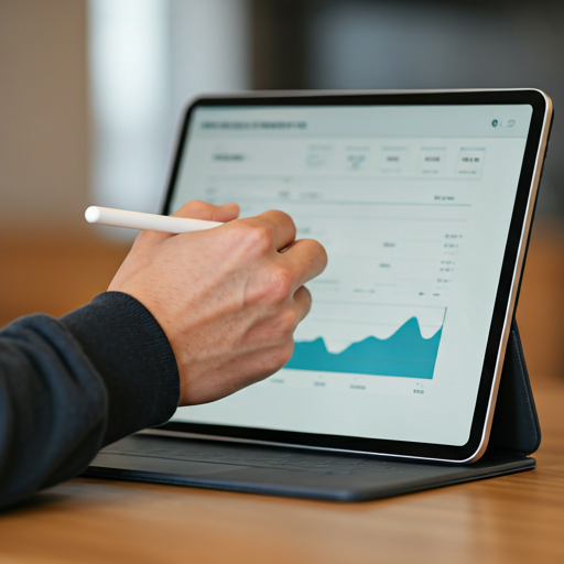 Personal trainer tracking client progress on a modern tablet dashboard