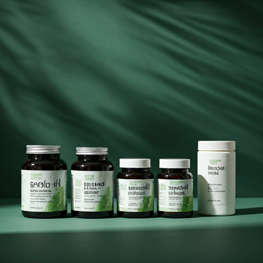 A clean display of sports supplements and fitness merchandise